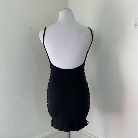 Silence + Noise Side Lace Ribbed Tank Dress Size Small Black - Picture 7 of 14